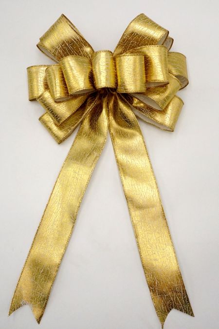 Gold thick fabric ribbon bow